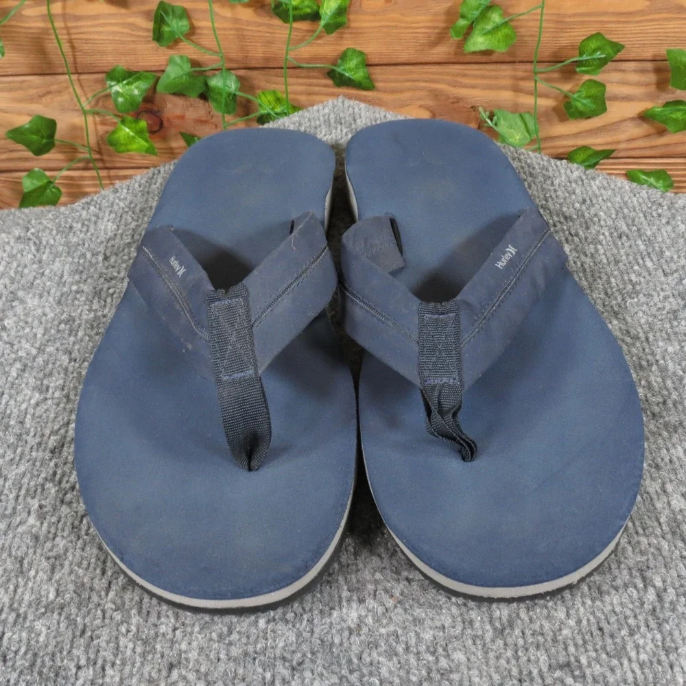 Hurley Lunar Men's 13 Obsidian Synthetic Flip Flop Sandals Casual‎ Comfort